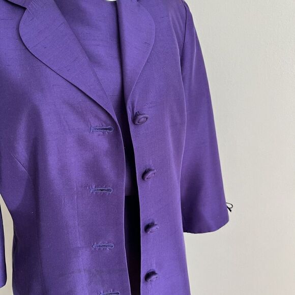 Vintage Talbots Silk shift dress blazer set purple Jacket Two piece - Picture 12 of 15